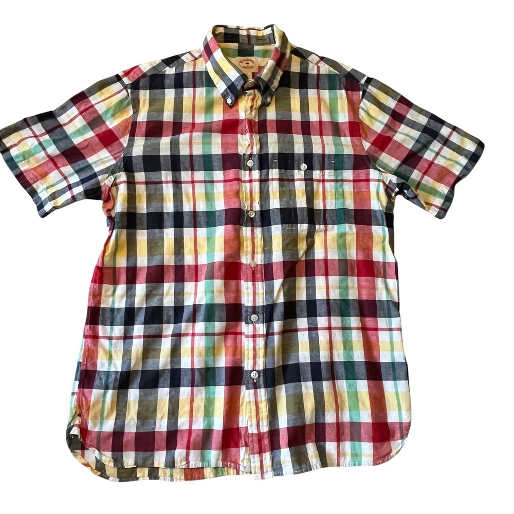Brooks Brothers Red Fleece Mens XL Plaid Short Sleeve Button Down Shirt Multi